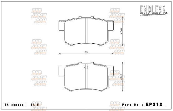 Endless Brake Pads Full Set Type Super Street M-Sports SSM Plus